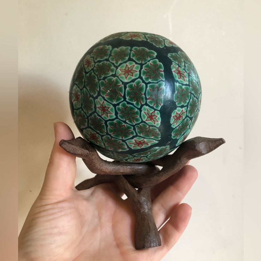 Green and Brown Mosaic Candle Holder Accent